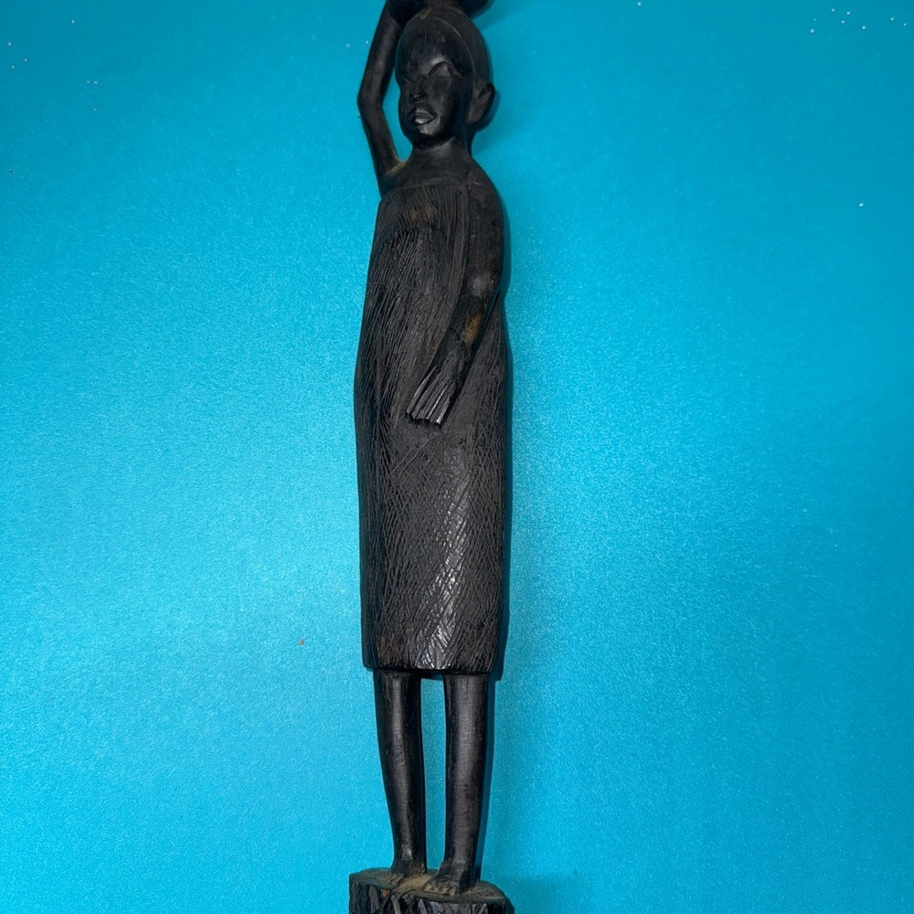 4pcs Wood African Vintage With Hand Carved Tribal Statue - Picture 11 of 14